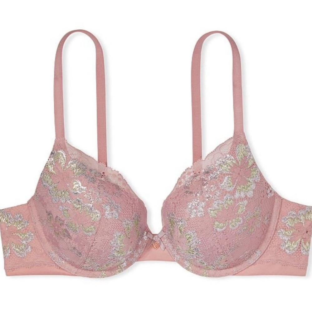 Victoria’s Secret Perfect Shape Romantic Pink Lace Underwire Push-up Bra